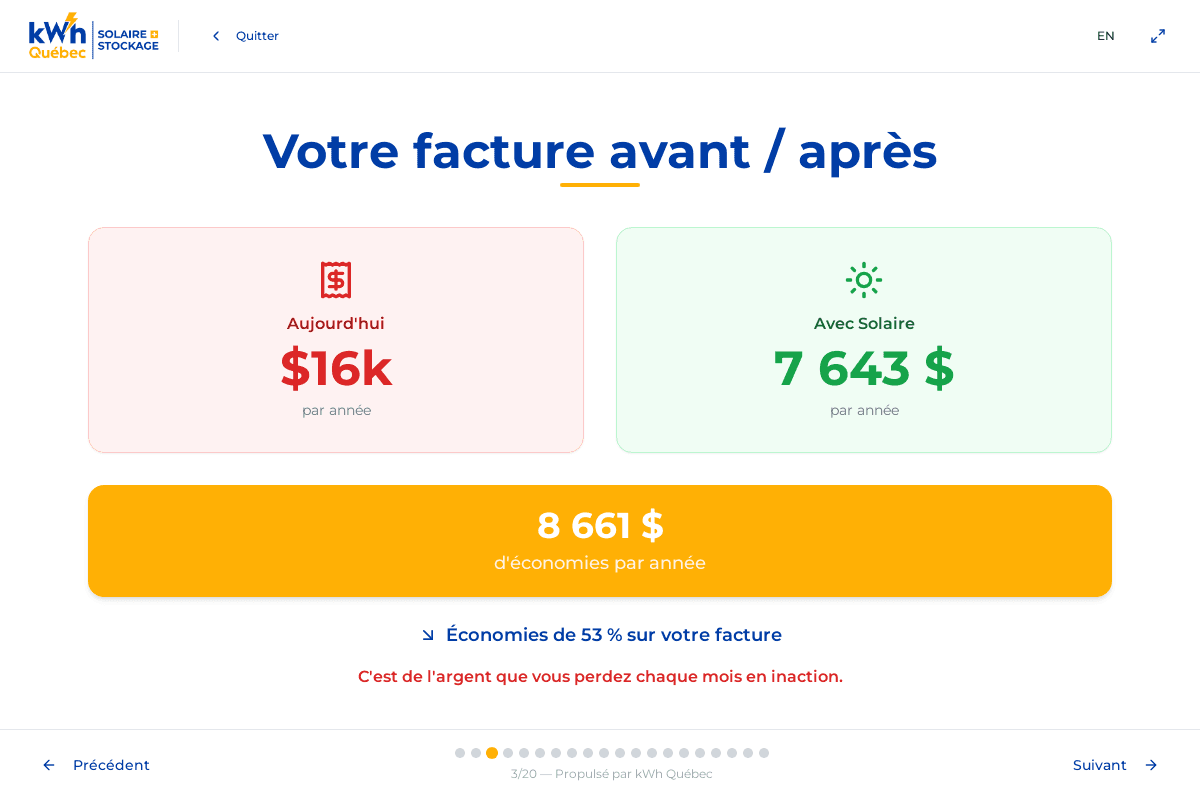 Comparaison facture d'électricité avant et après installation solaire – DEMO Auto Prestige